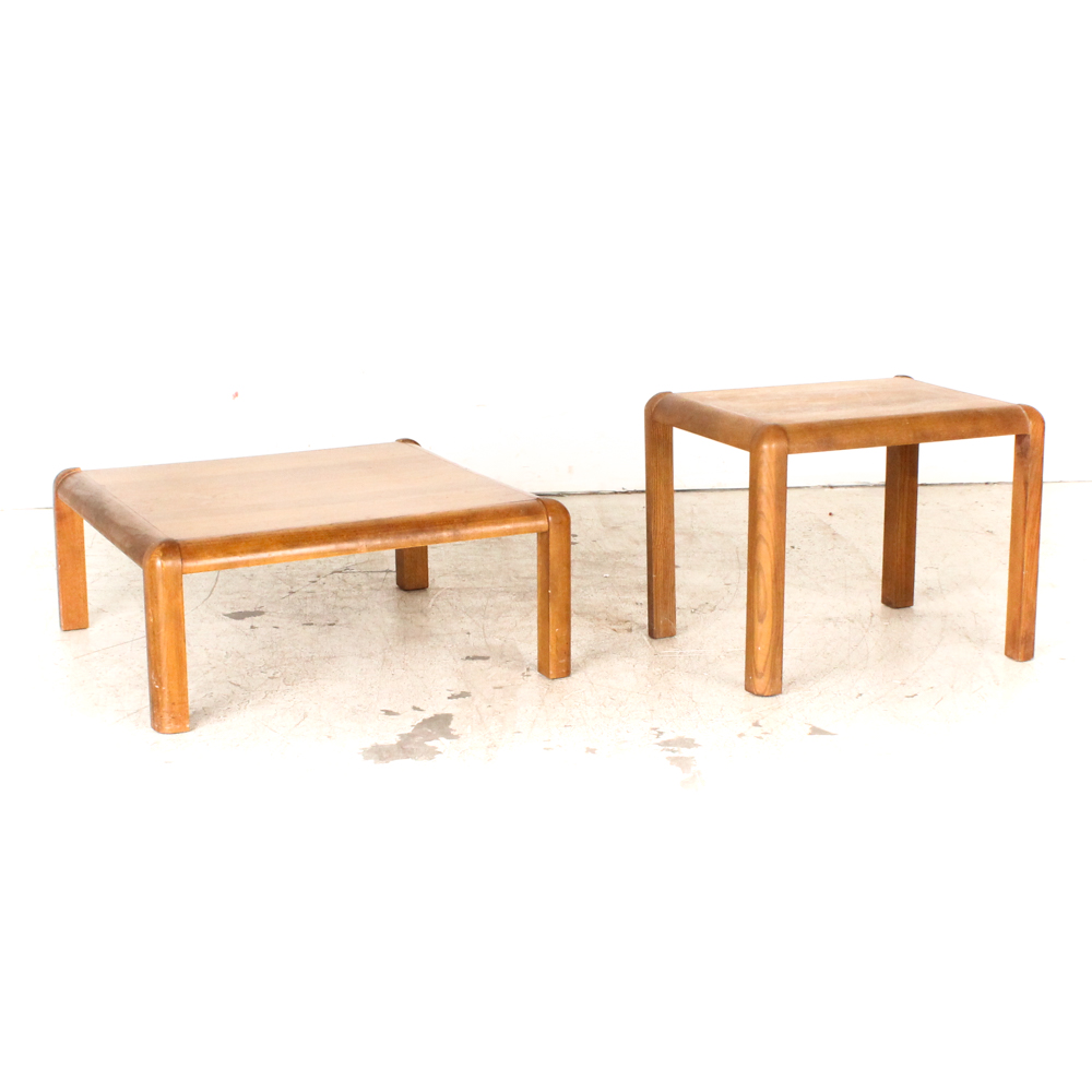 Vintage Modern Oak Coffee Table and End Table from Lane