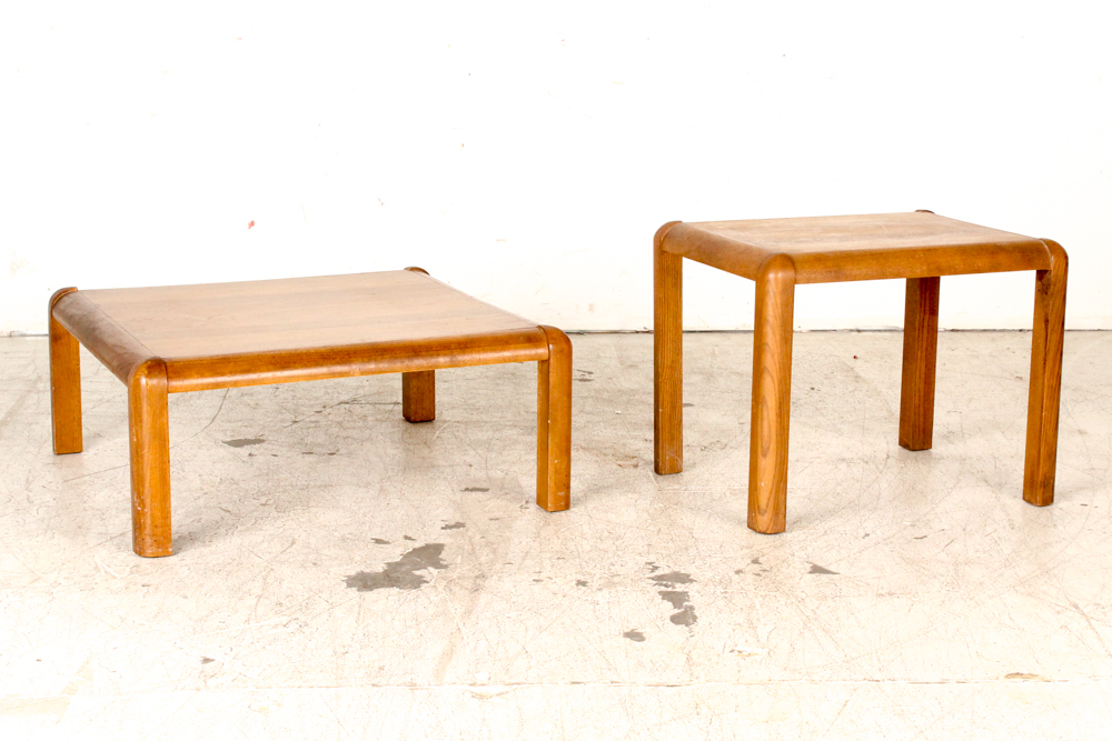 Vintage Modern Oak Coffee Table and End Table from Lane