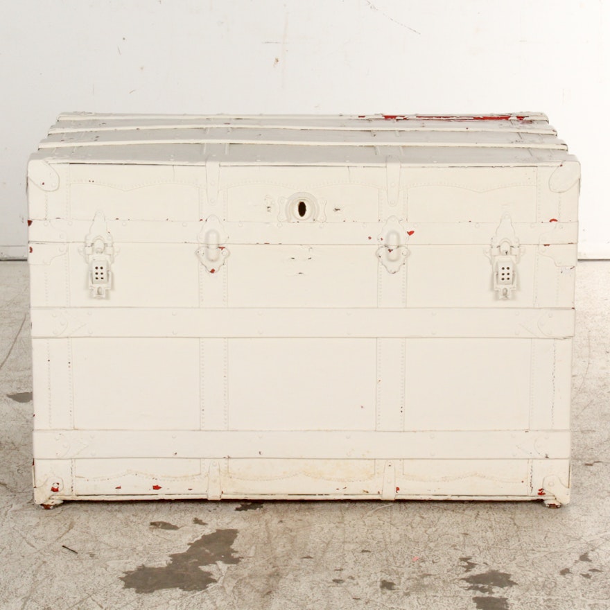 White Painted Steamer Trunk