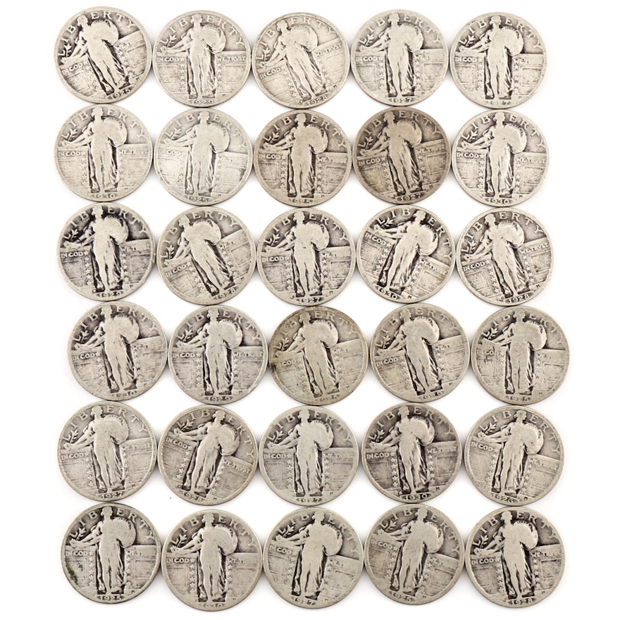 Thirty Standing Liberty Silver Quarters