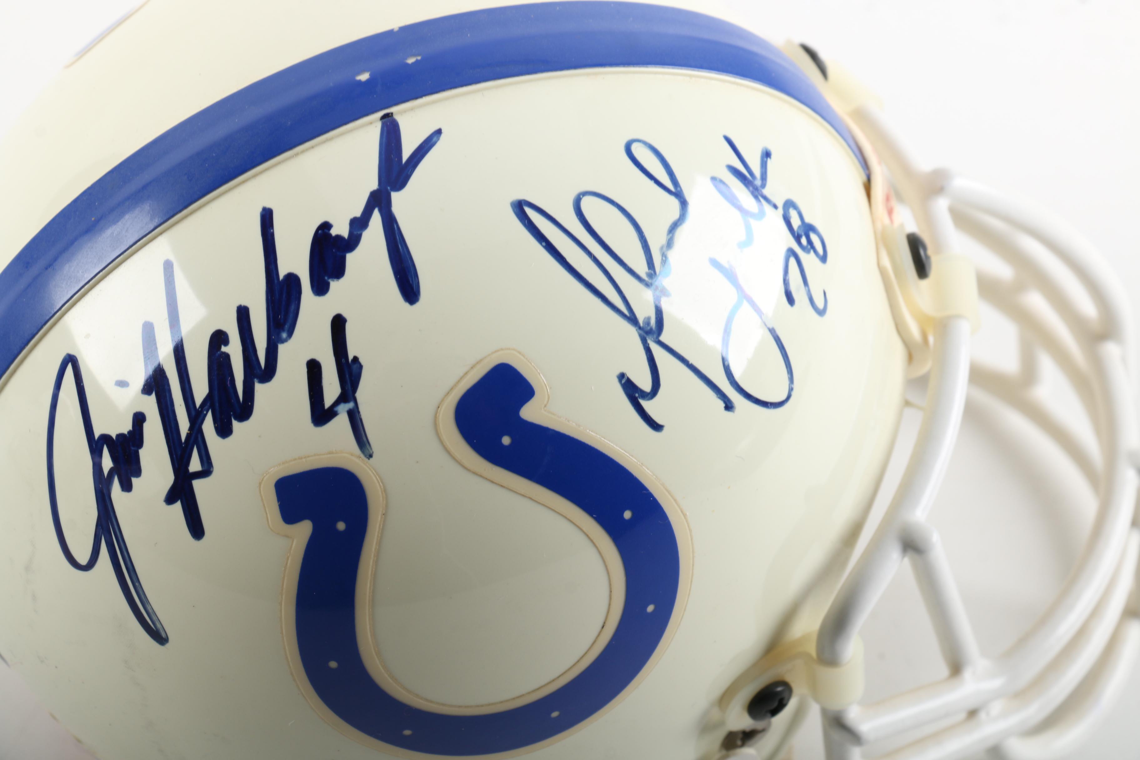 Jim Harbaugh and Marshall Faulk Autographed Mini-Helmet