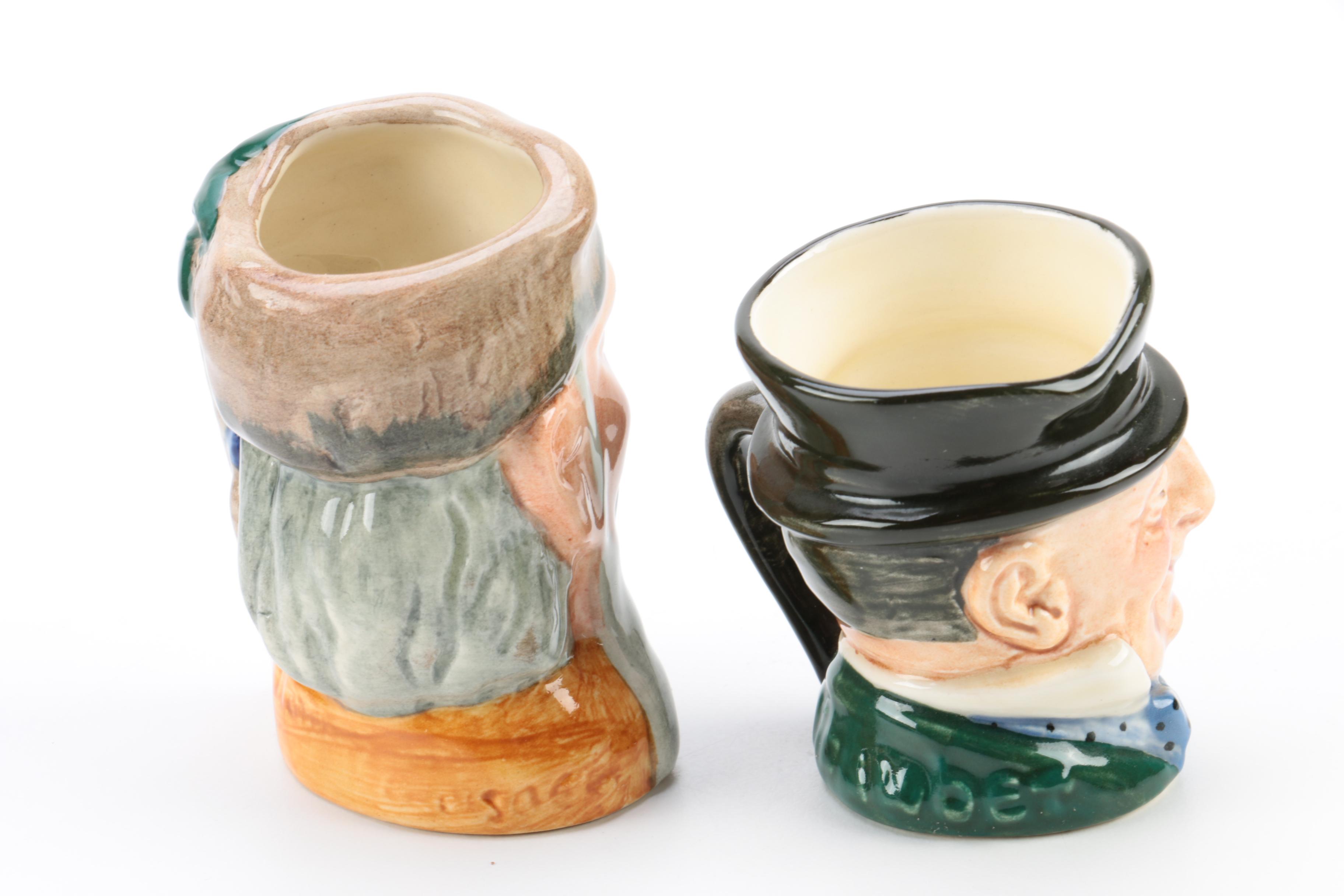 Royal Doulton Miniature Character Jugs Including Vintage "Robinson Crusoe"