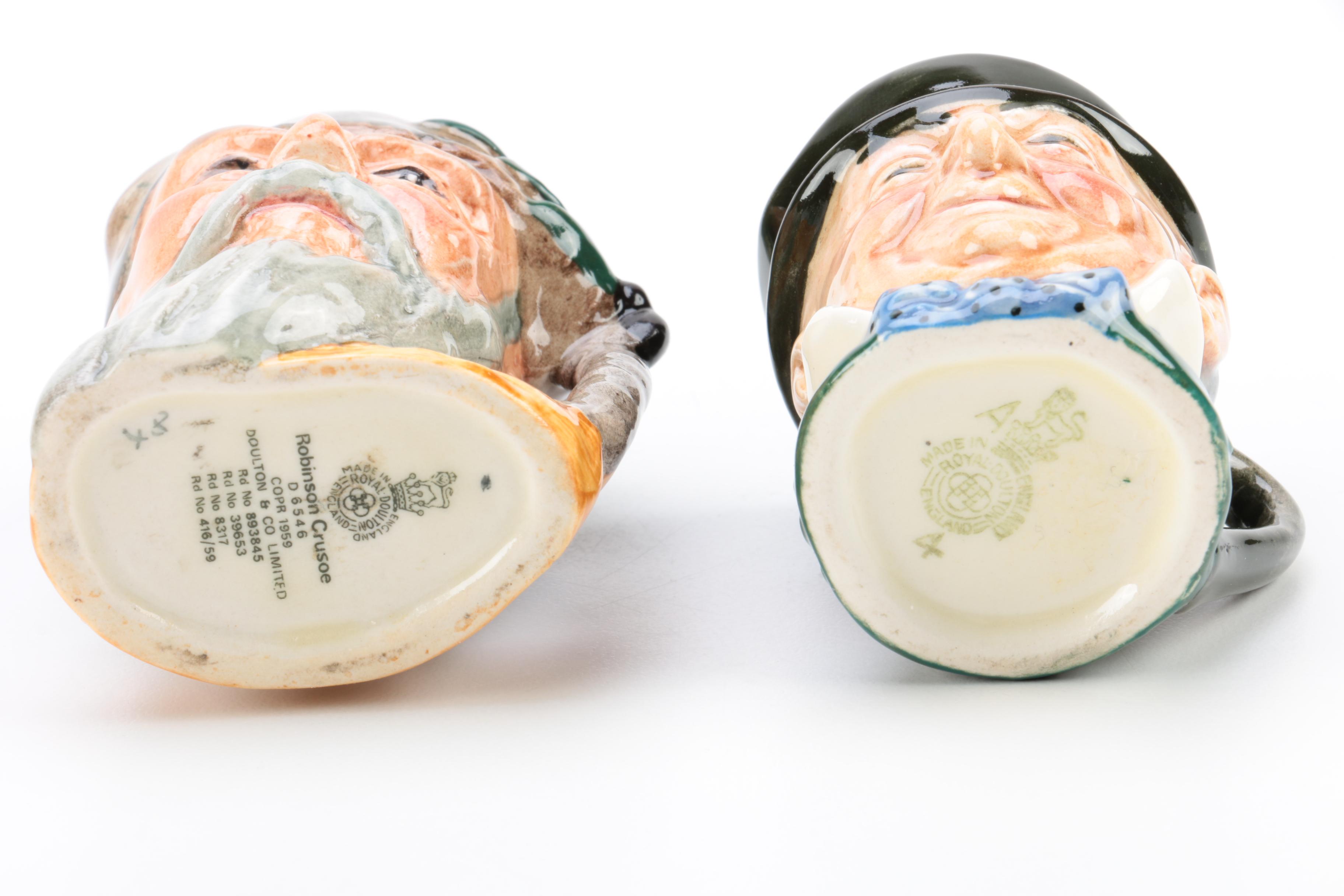 Royal Doulton Miniature Character Jugs Including Vintage "Robinson Crusoe"