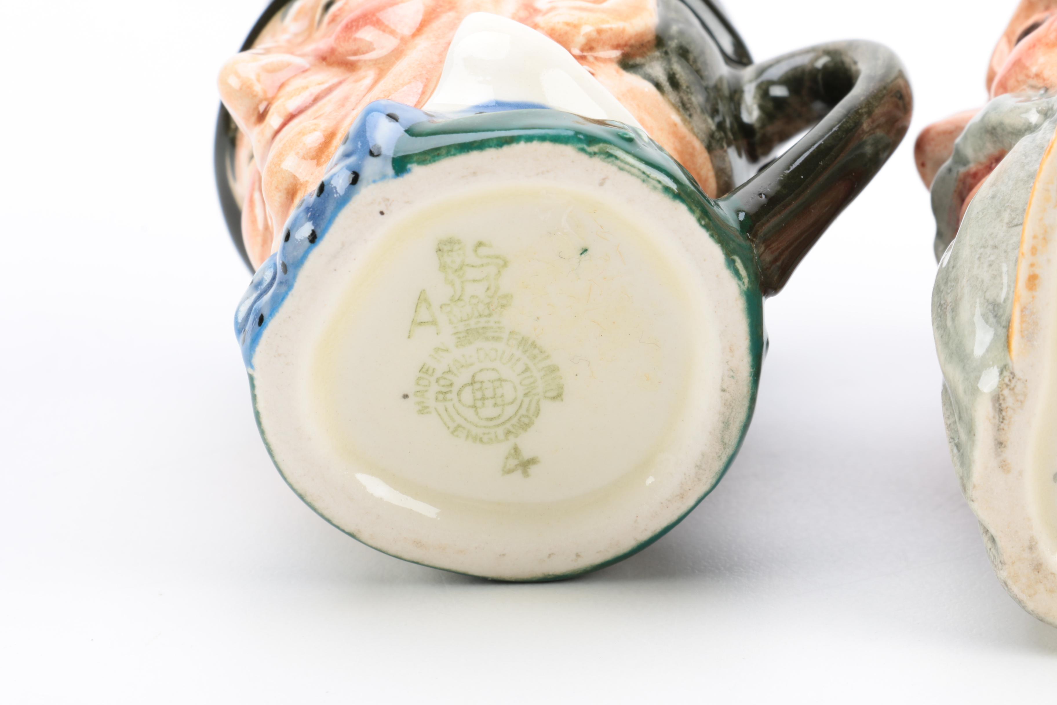 Royal Doulton Miniature Character Jugs Including Vintage "Robinson Crusoe"
