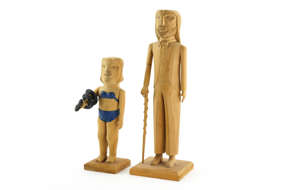 Edgar Tolson and Donny Tolson 1980s Carved Wooden Folk Art Figures