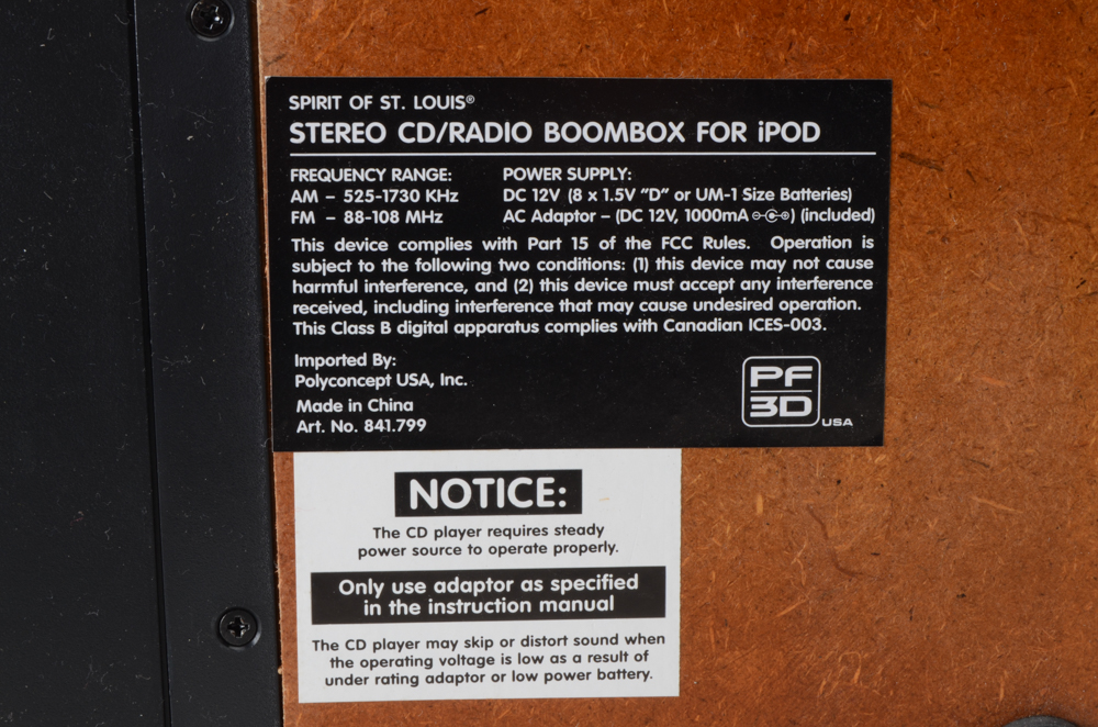 "Spirit of St. Louis" Audio System - Radio/CD/MP3 Player