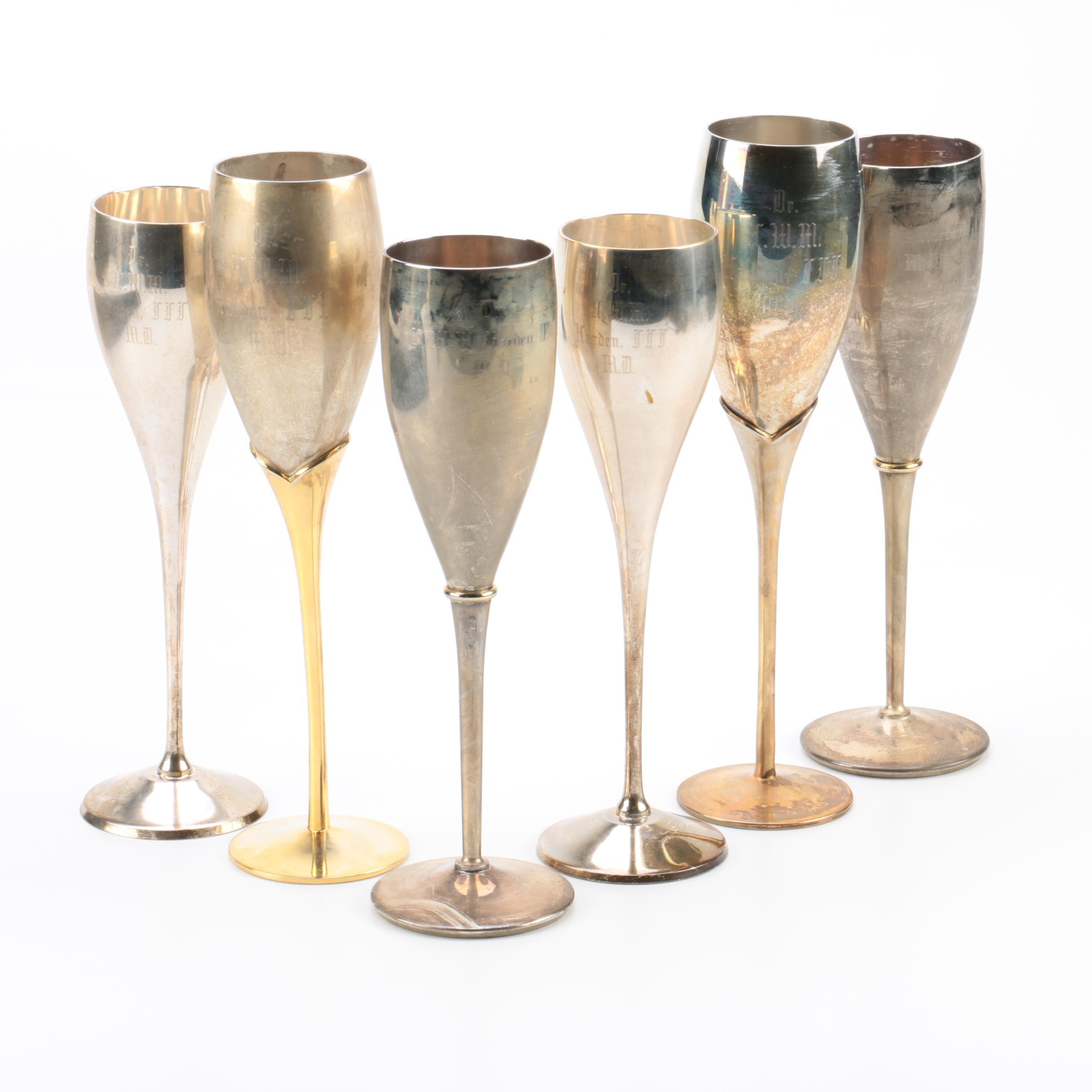 Sheridan and Other Silver Plate Champagne Flutes