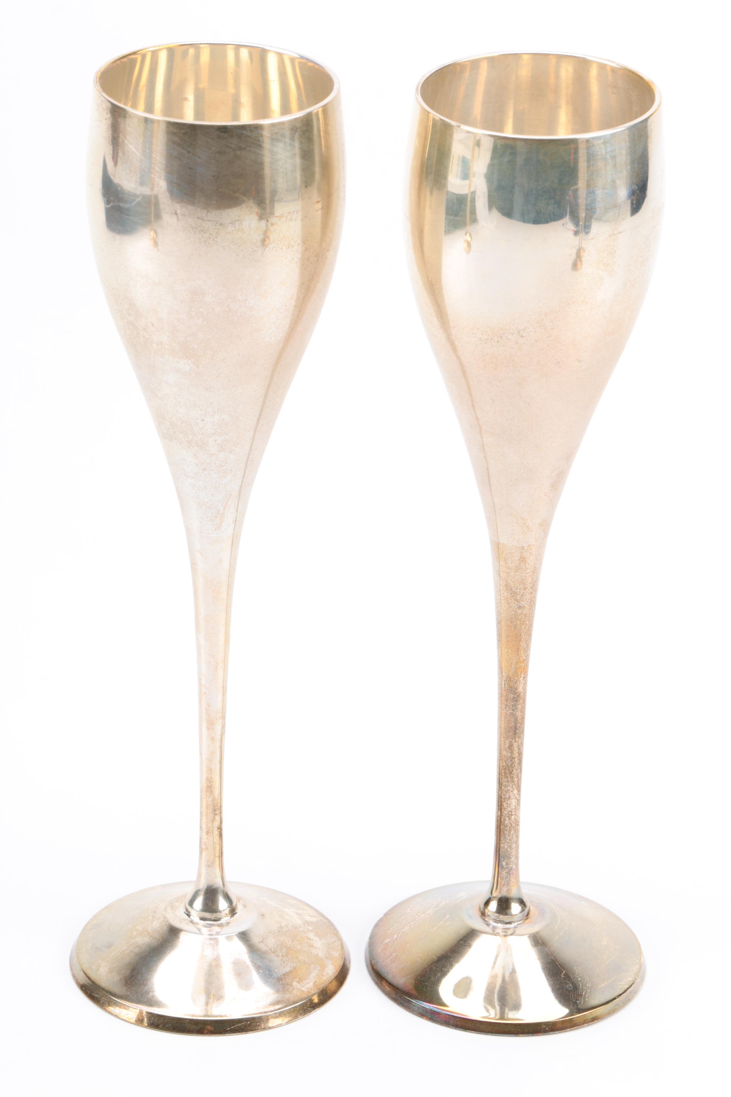 Sheridan and Other Silver Plate Champagne Flutes
