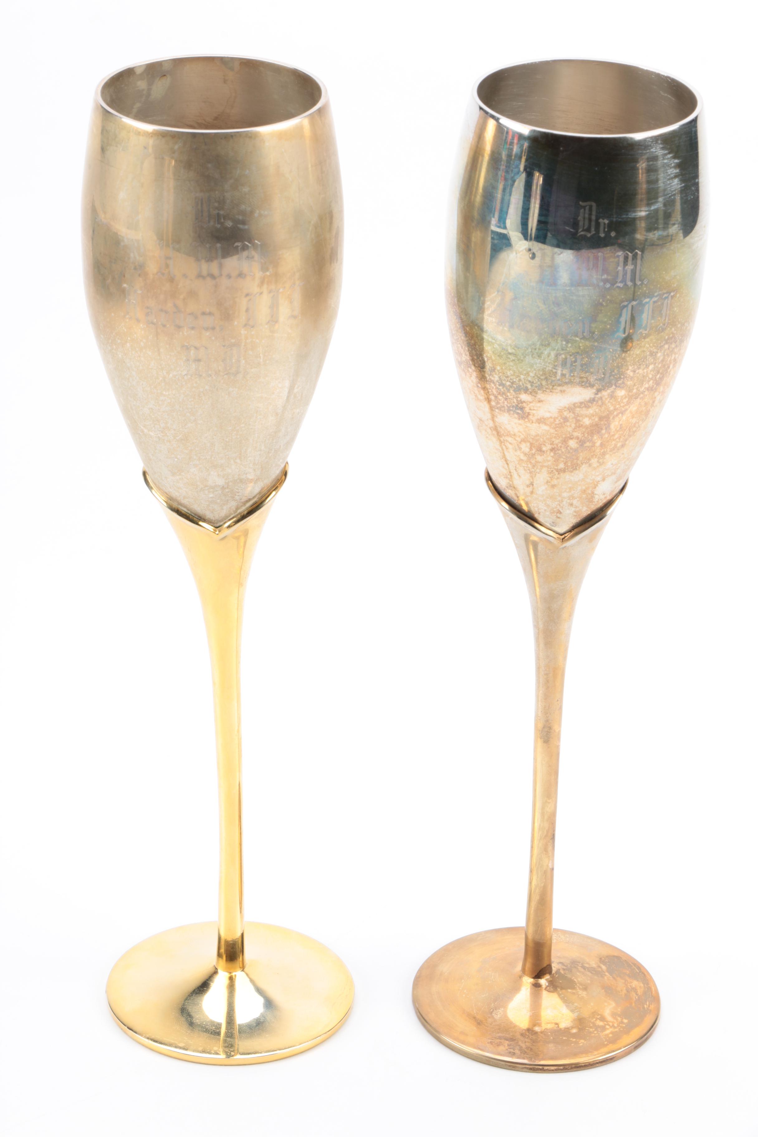 Sheridan and Other Silver Plate Champagne Flutes