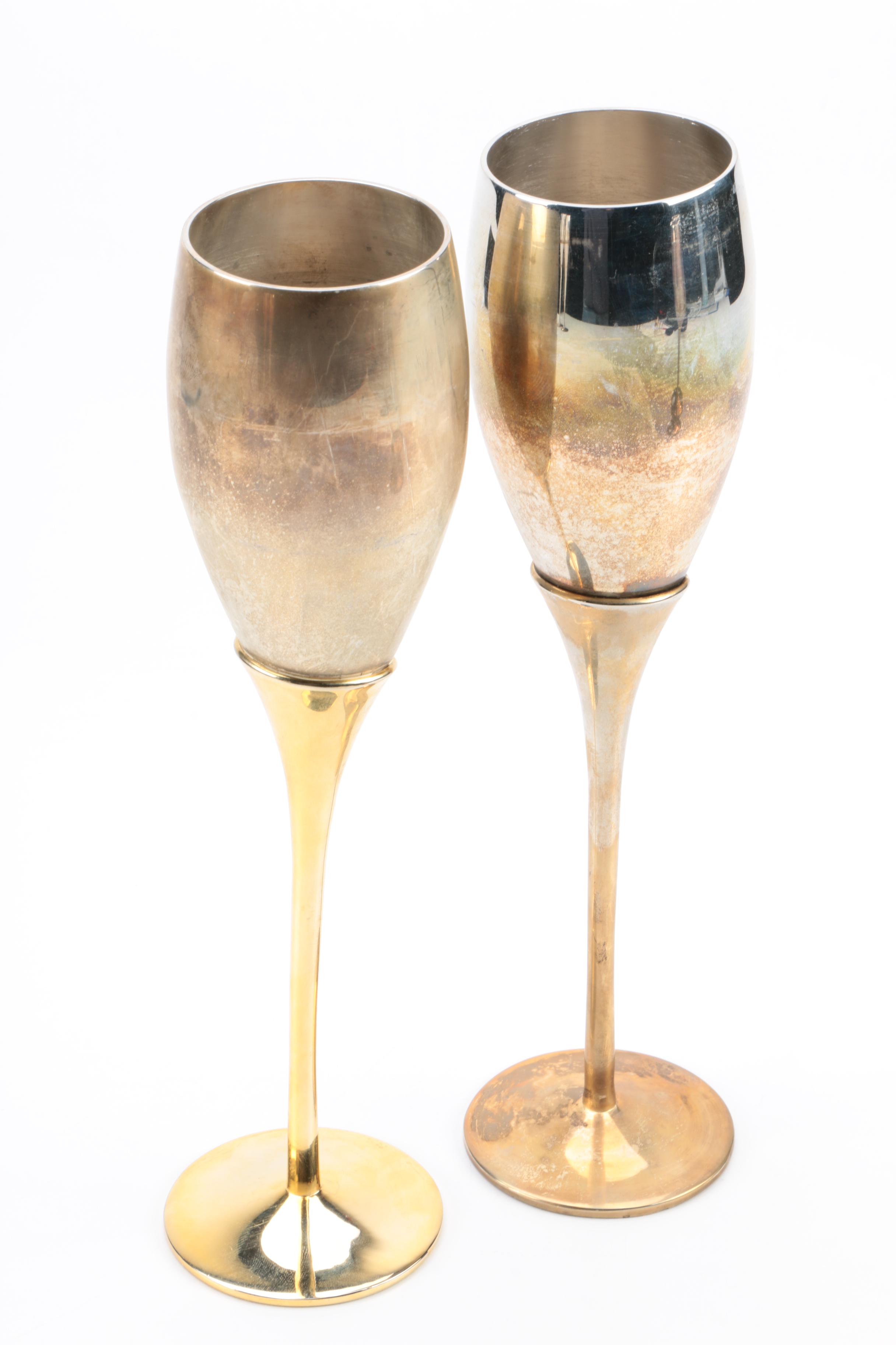 Sheridan and Other Silver Plate Champagne Flutes