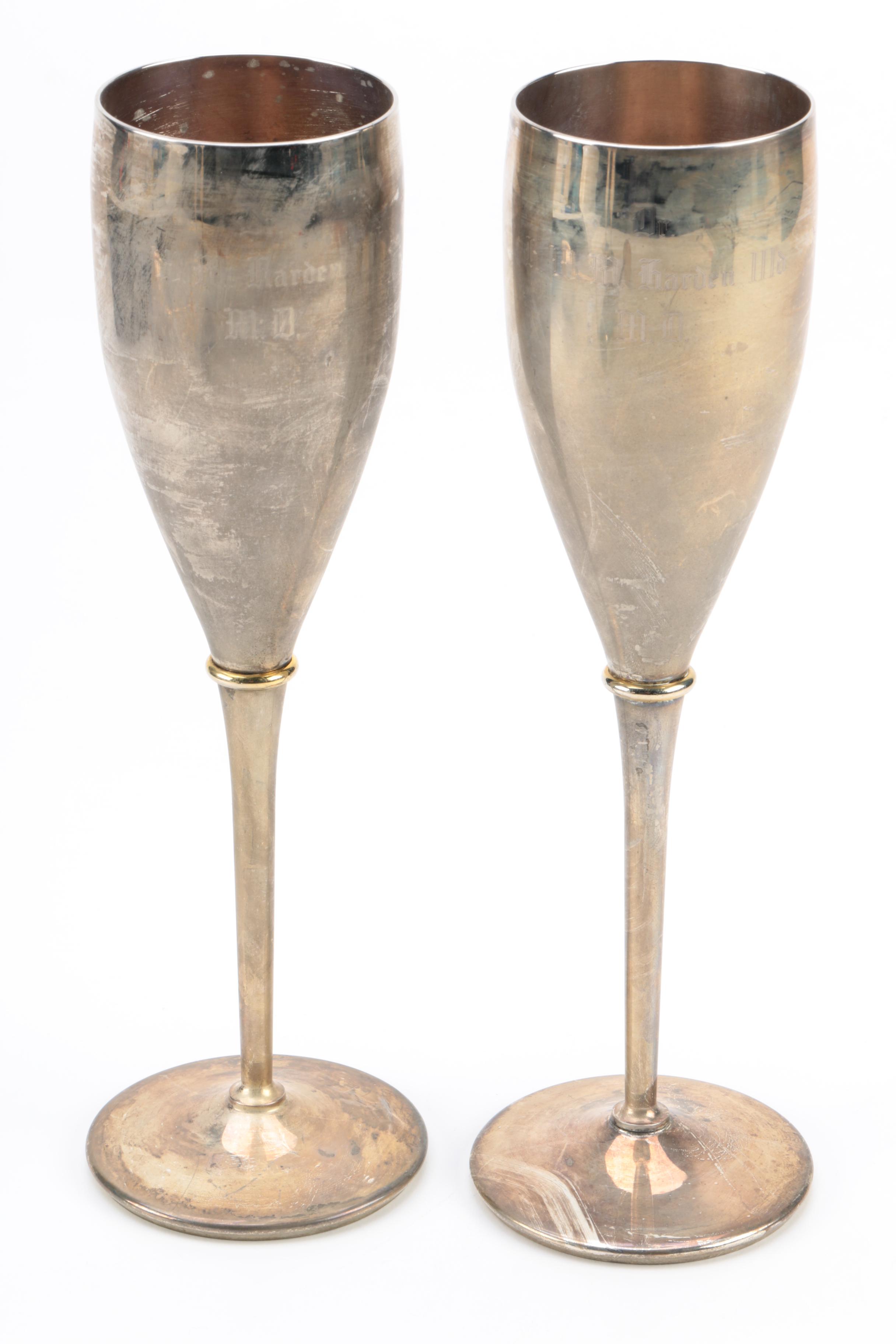 Sheridan and Other Silver Plate Champagne Flutes