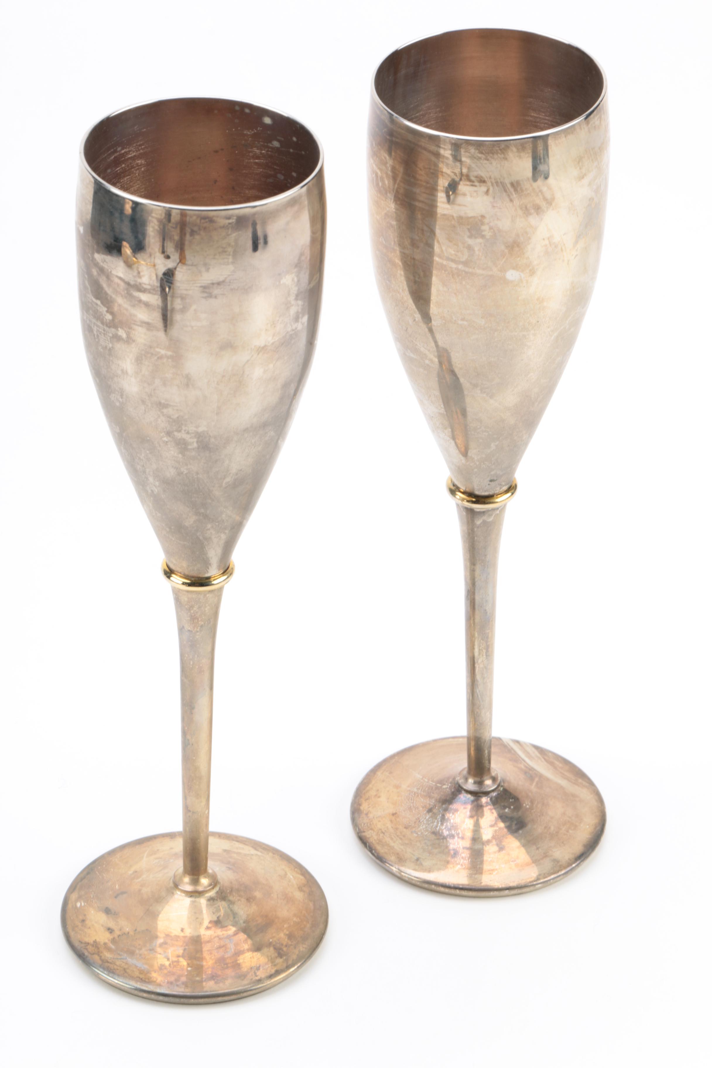 Sheridan and Other Silver Plate Champagne Flutes