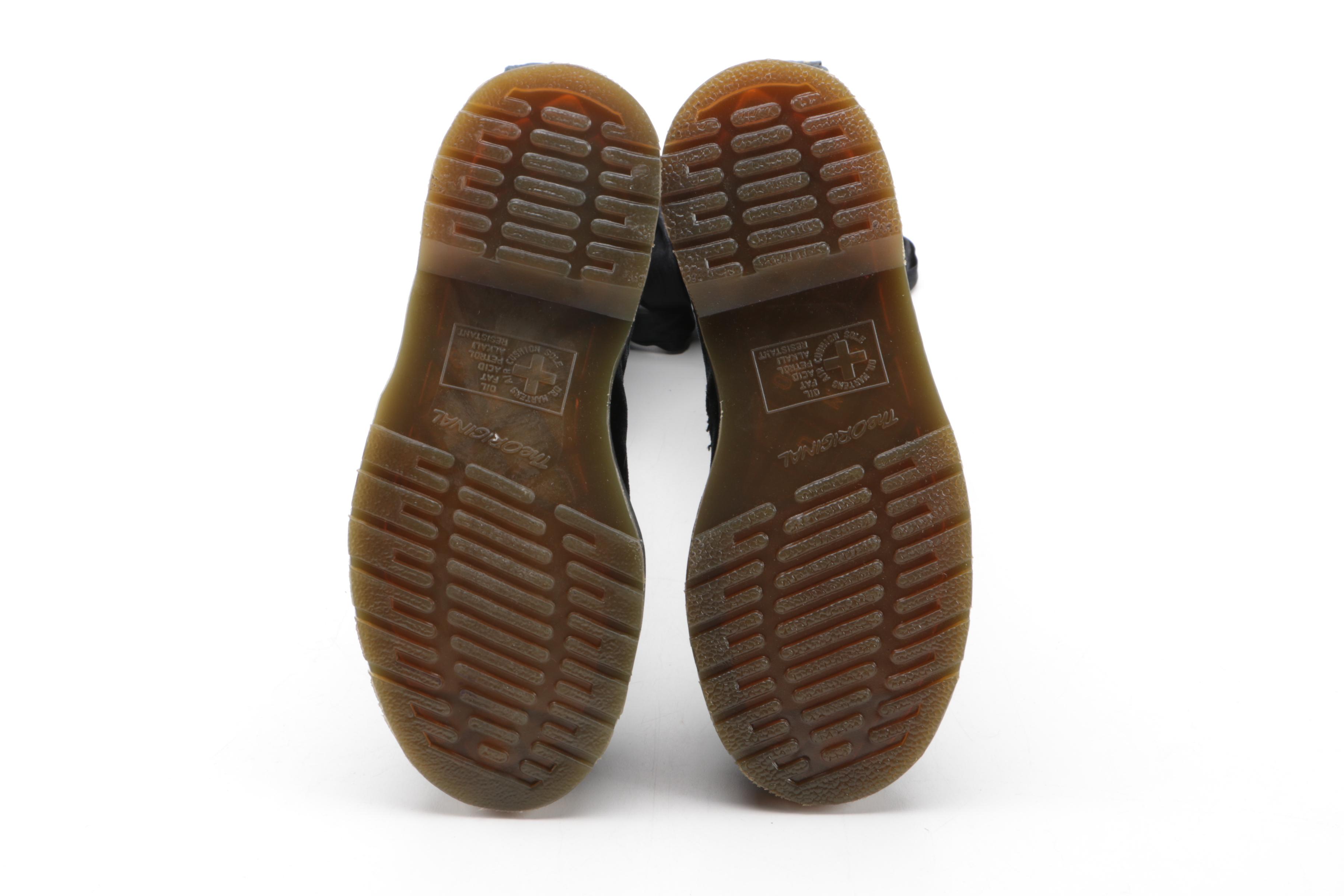 Dr. Martens Black Velveteen Knee-High Lace Up Boots