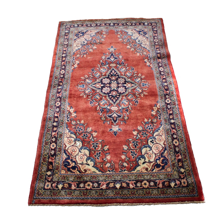 Vintage Hand-Knotted Persian Malayer Accent Rug