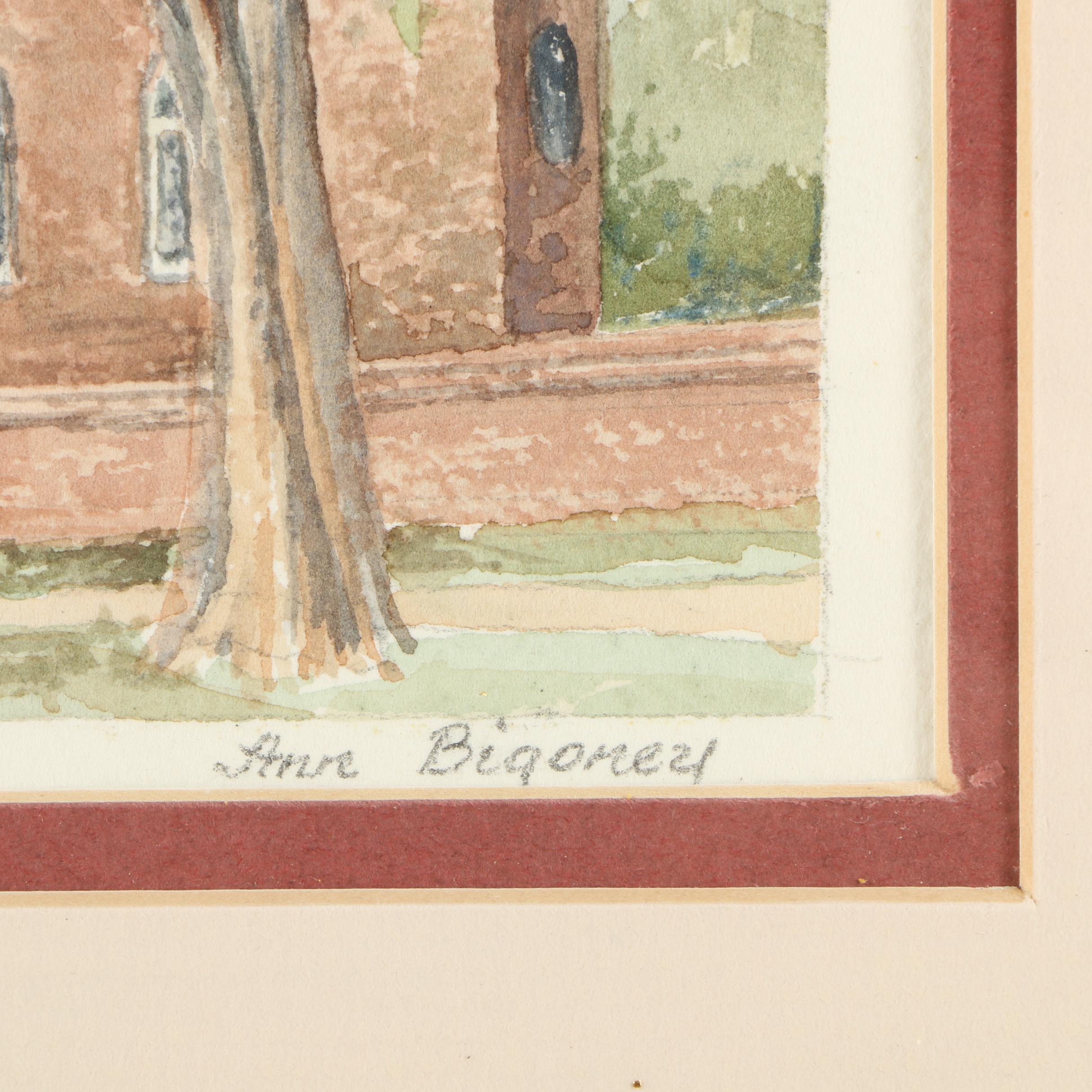 Ann Bigoney Watercolor Painting "Boston Parish Church, Williamsburg"