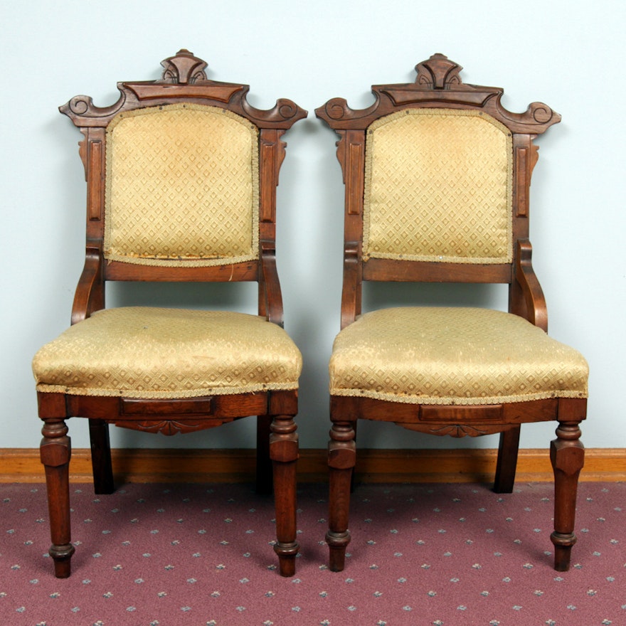 Victorian Eastlake Walnut Framed Chairs