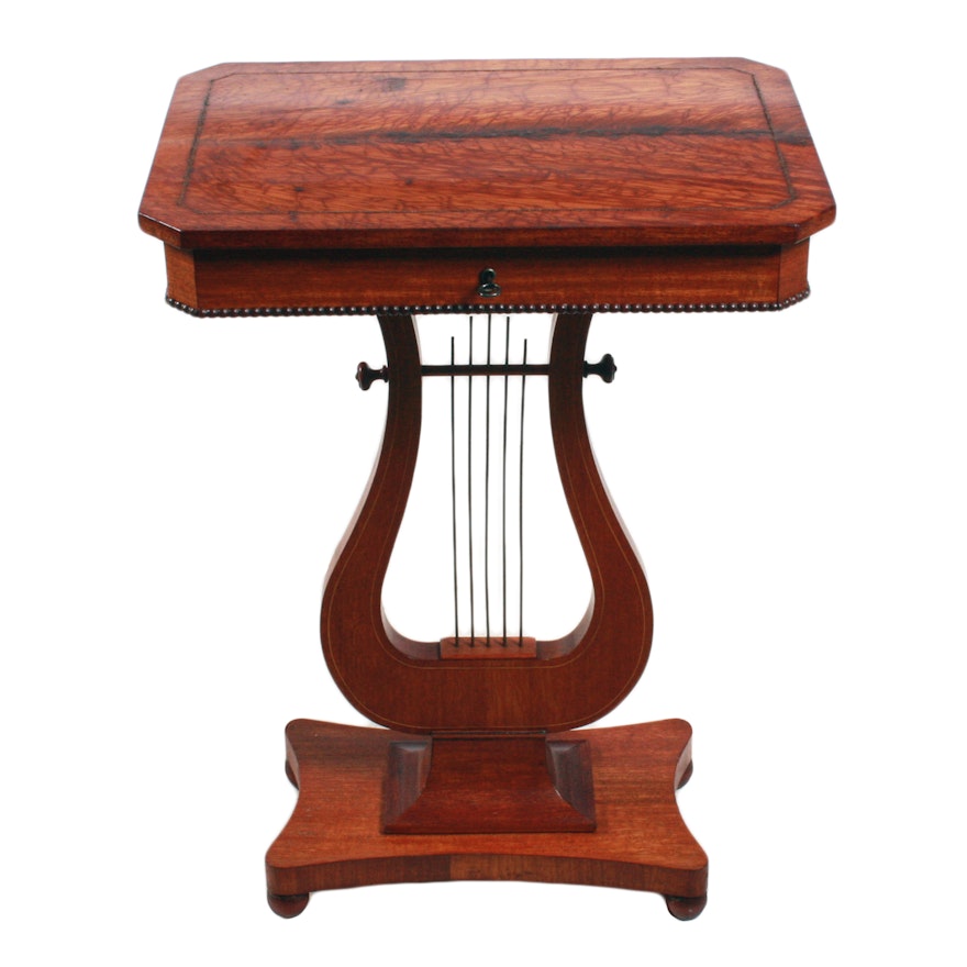 Biedermeier Style Lyre Base Side Table