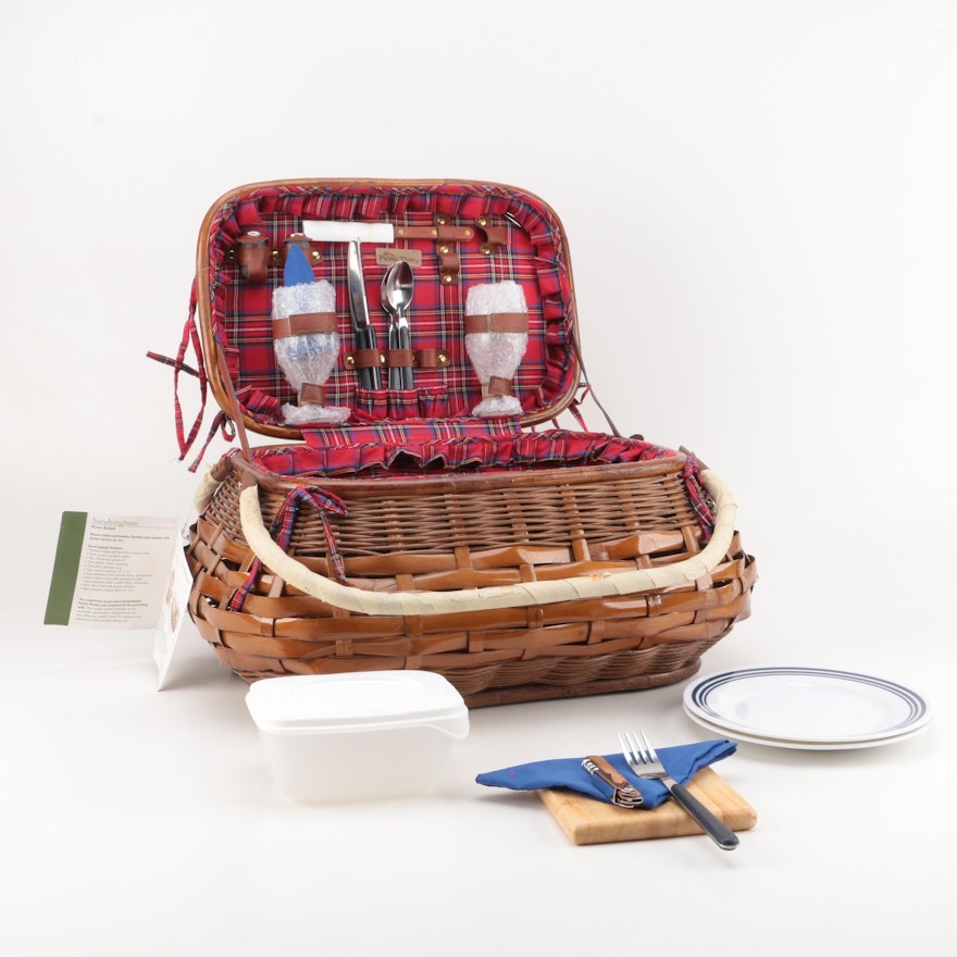 Picnic Basket with Picnic Supplies