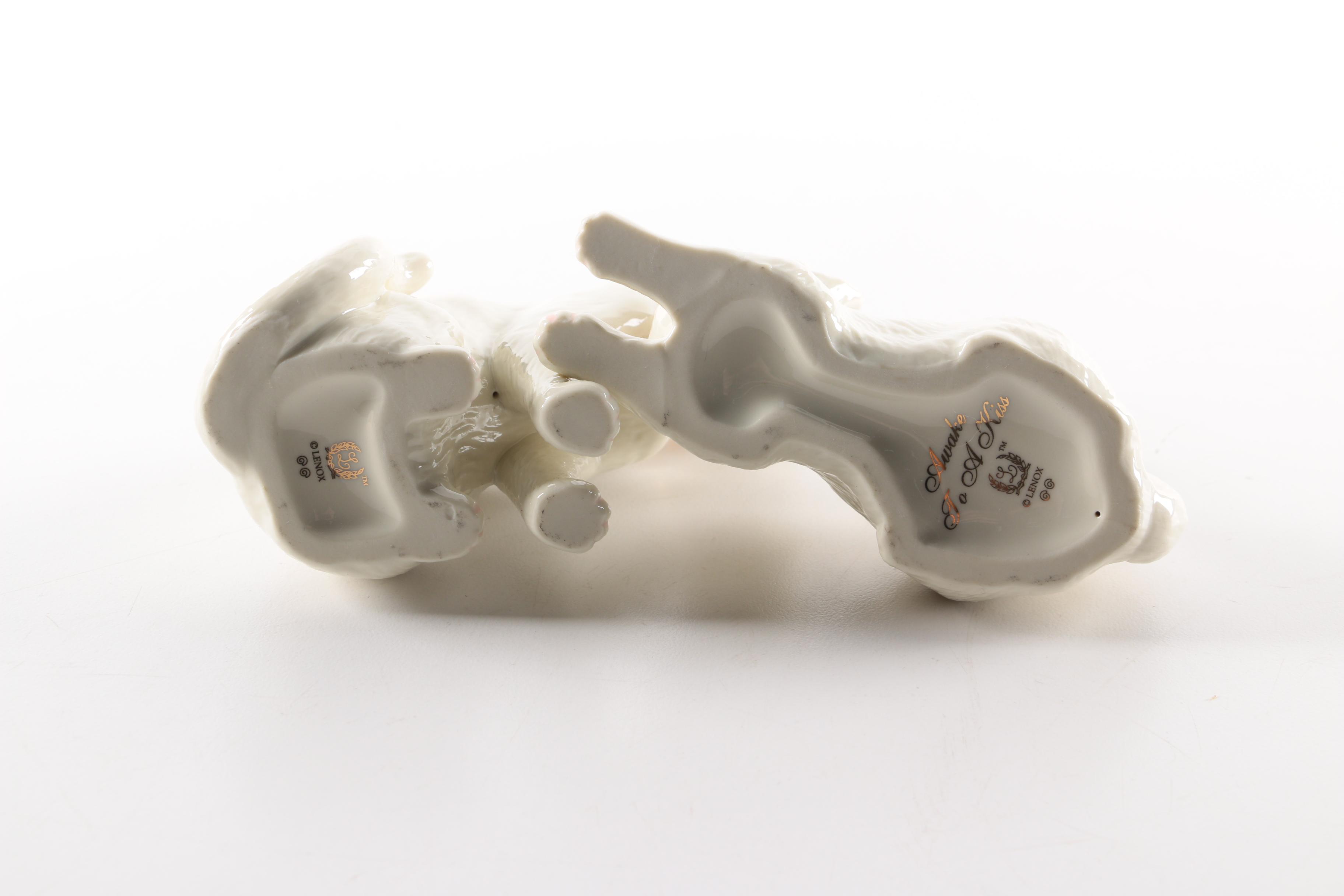 Lenox Porcelain "Awake to a Kiss" Cat Figurines with Trinket Boxes