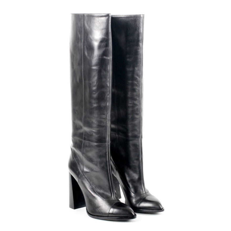 Calvin Klein Collection Heloise Black Leather Boots