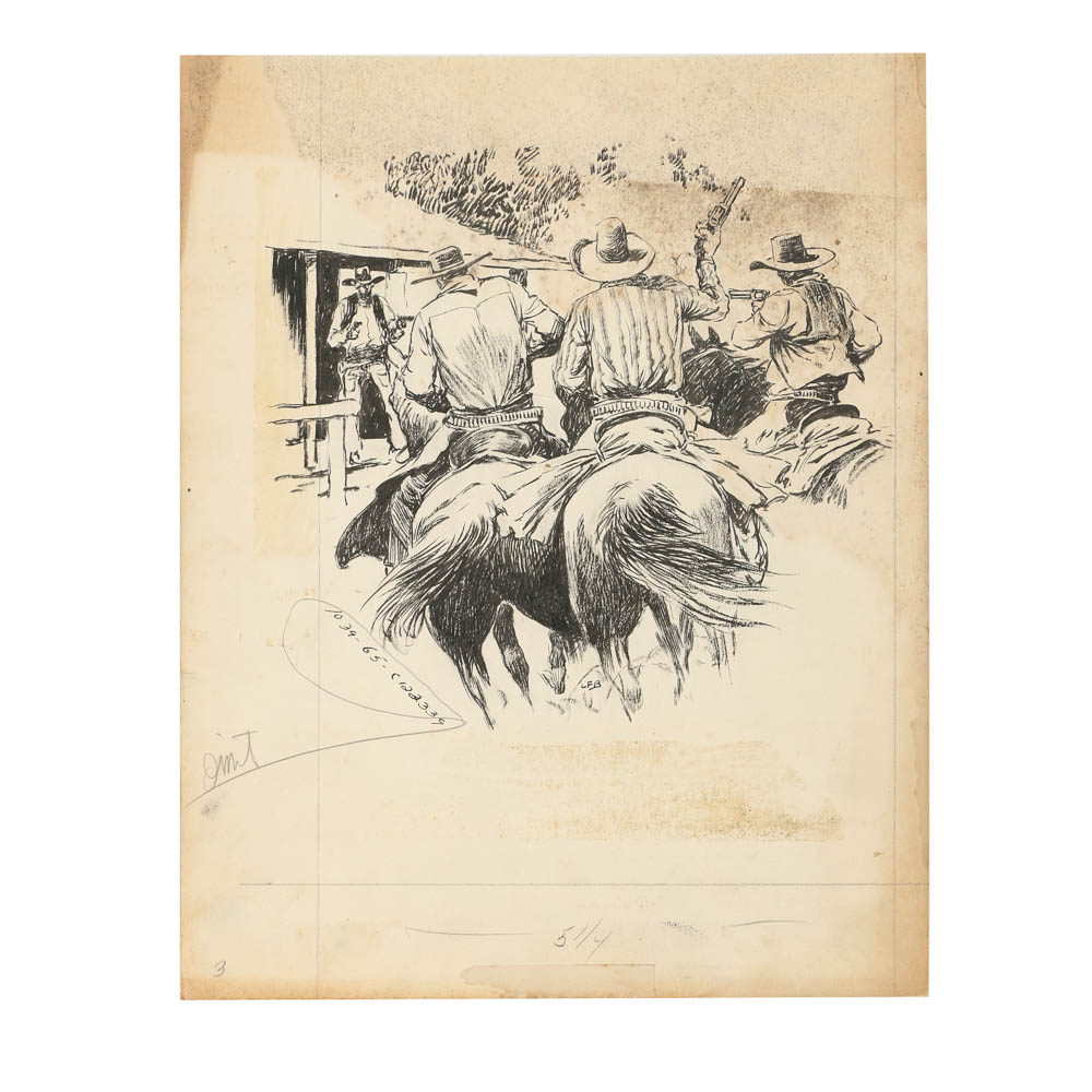 Lorence F. Bjorklund Ink Drawing "Christmas Seigun"