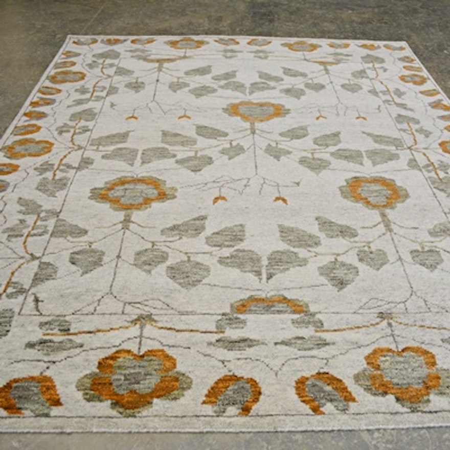 Hand-Knotted Arts and Crafts Design Wool Area Rug