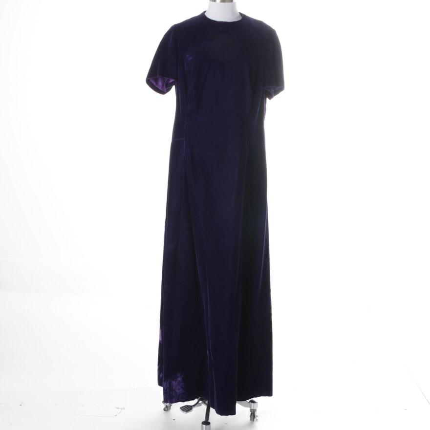 Handmade Purple Velour Ankle Length Dress