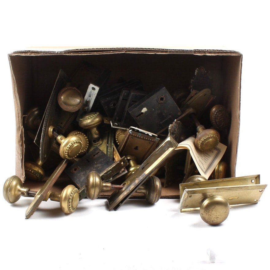 Vintage Brass Door Knobs, Plates, and Locks
