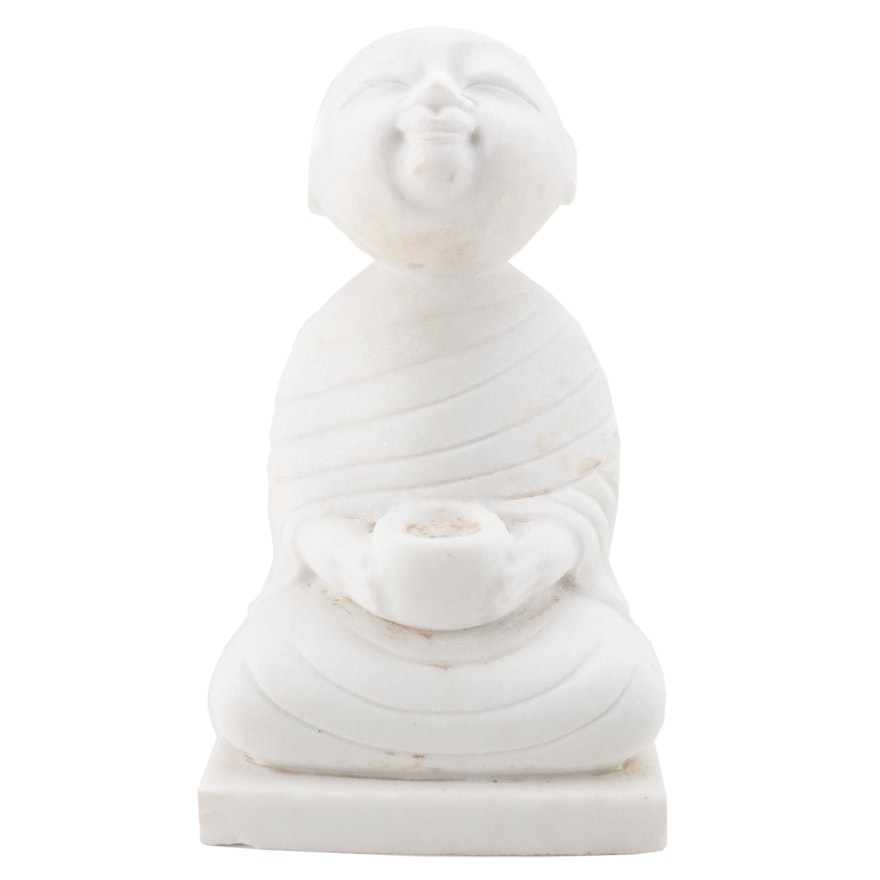 White Marble Monk Statue