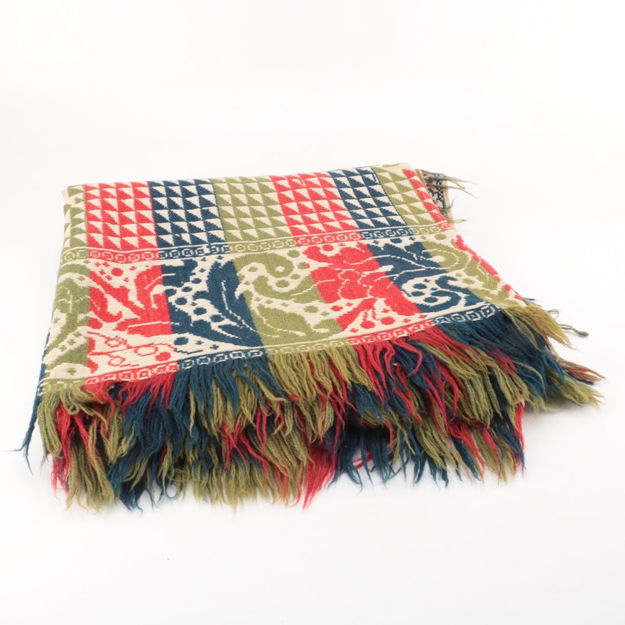 Jacquard Woven Wool and Cotton Blanket