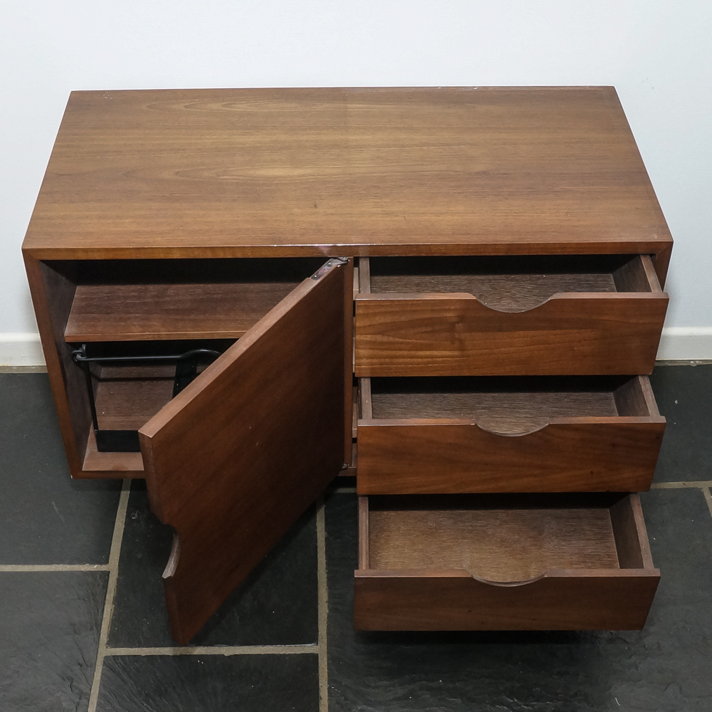 Mid Century Modern Wall Unit with Three Floating Shelves