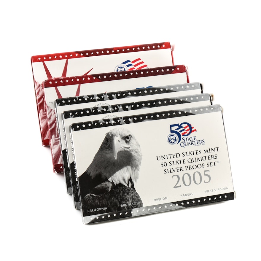 Five U.S. Mint Silver Proof Sets