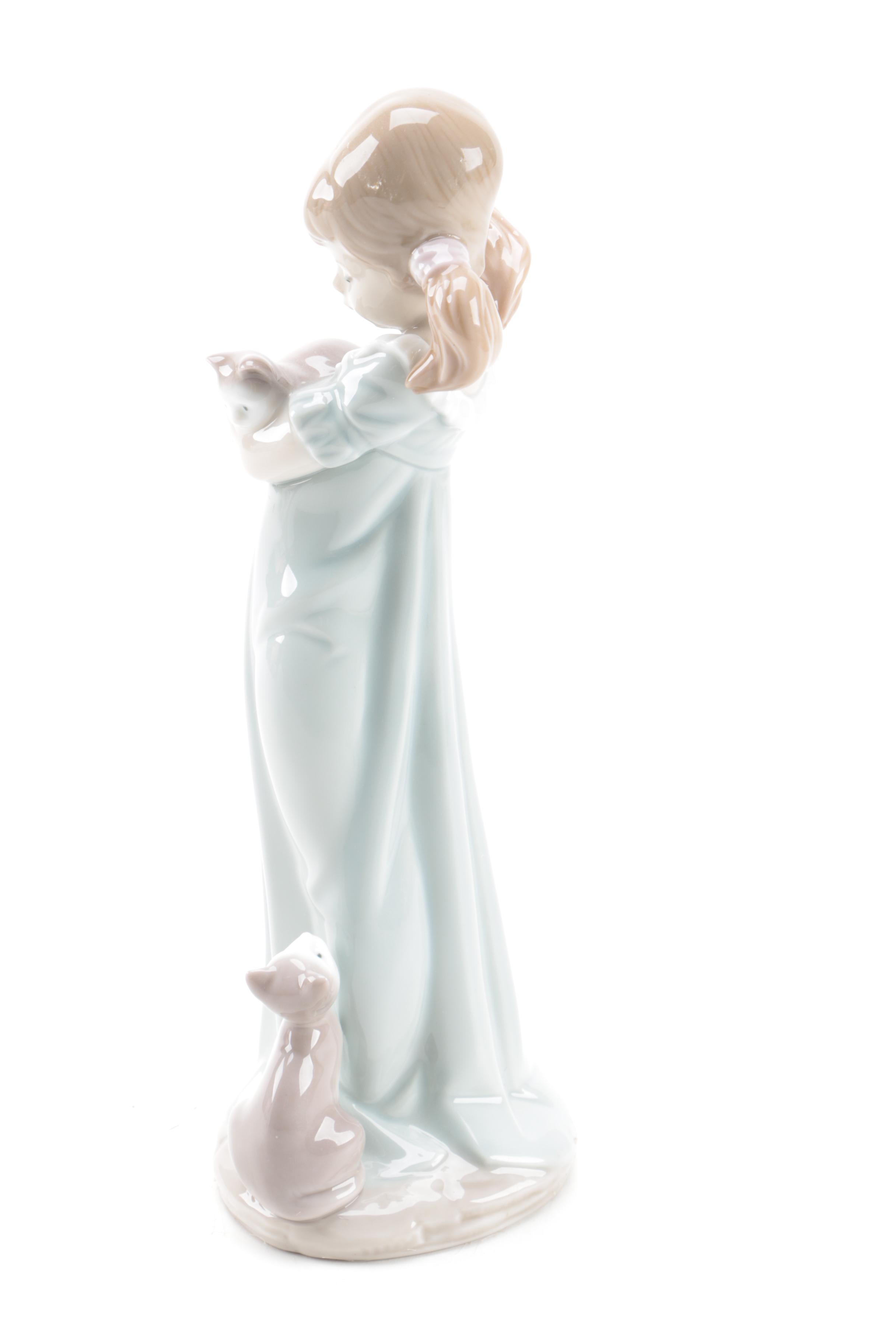 Lladró "Don't Forget Me" and "Time for Bed" Porcelain Figurines