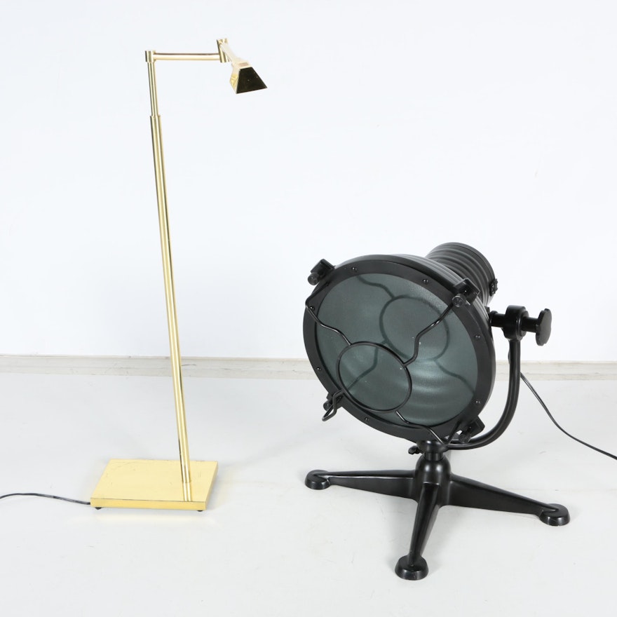 Adjustable Brass Table Lamp and Spotlight