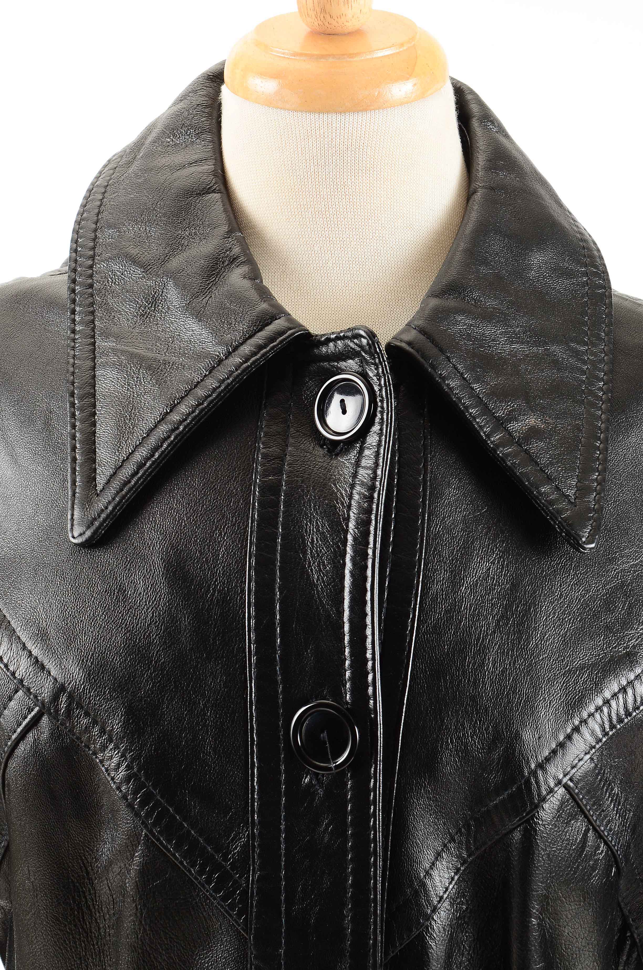 Vintage Black Leather Coat