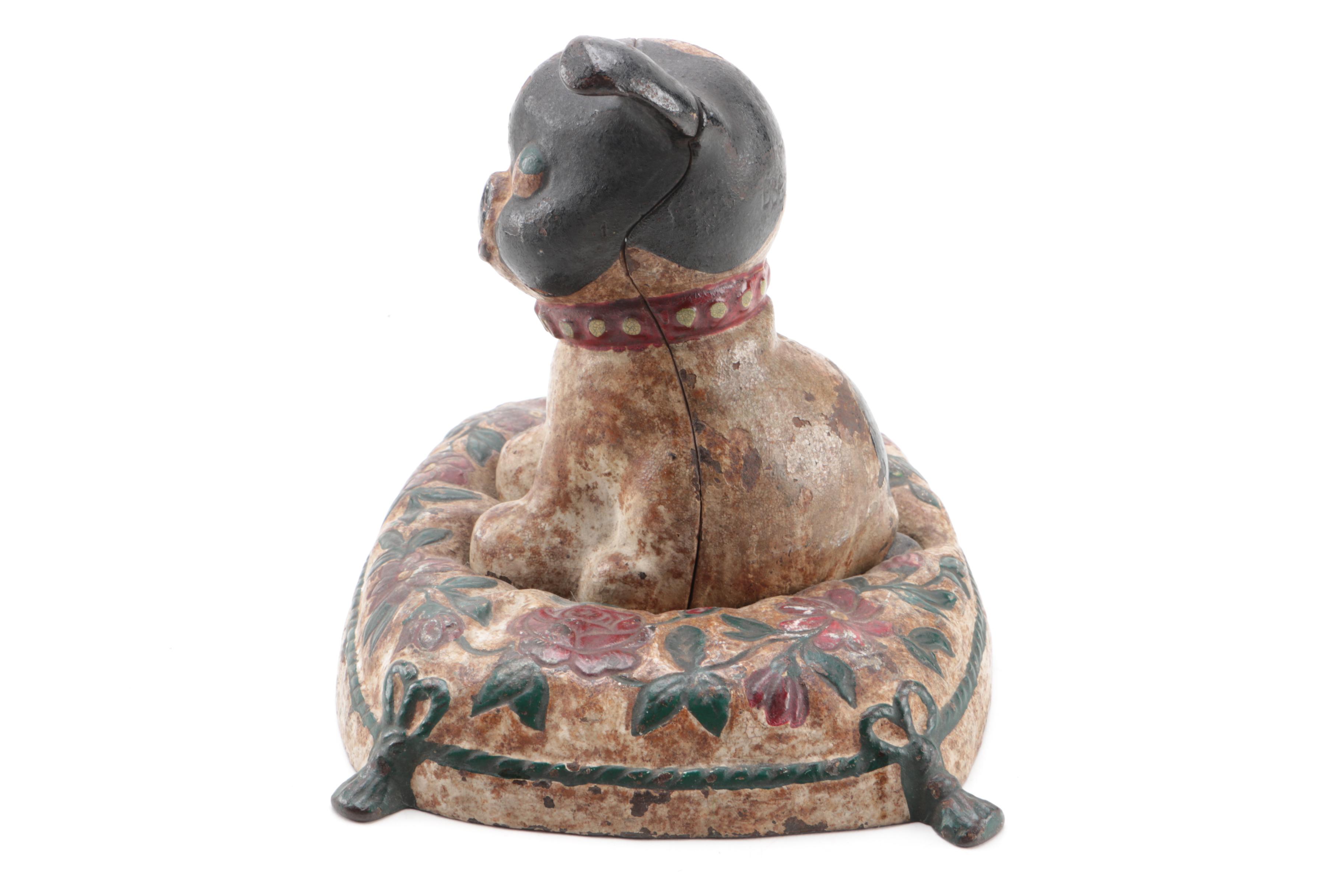 Vintage Hubley "Fido on Pillow" Cast Iron Doorstop