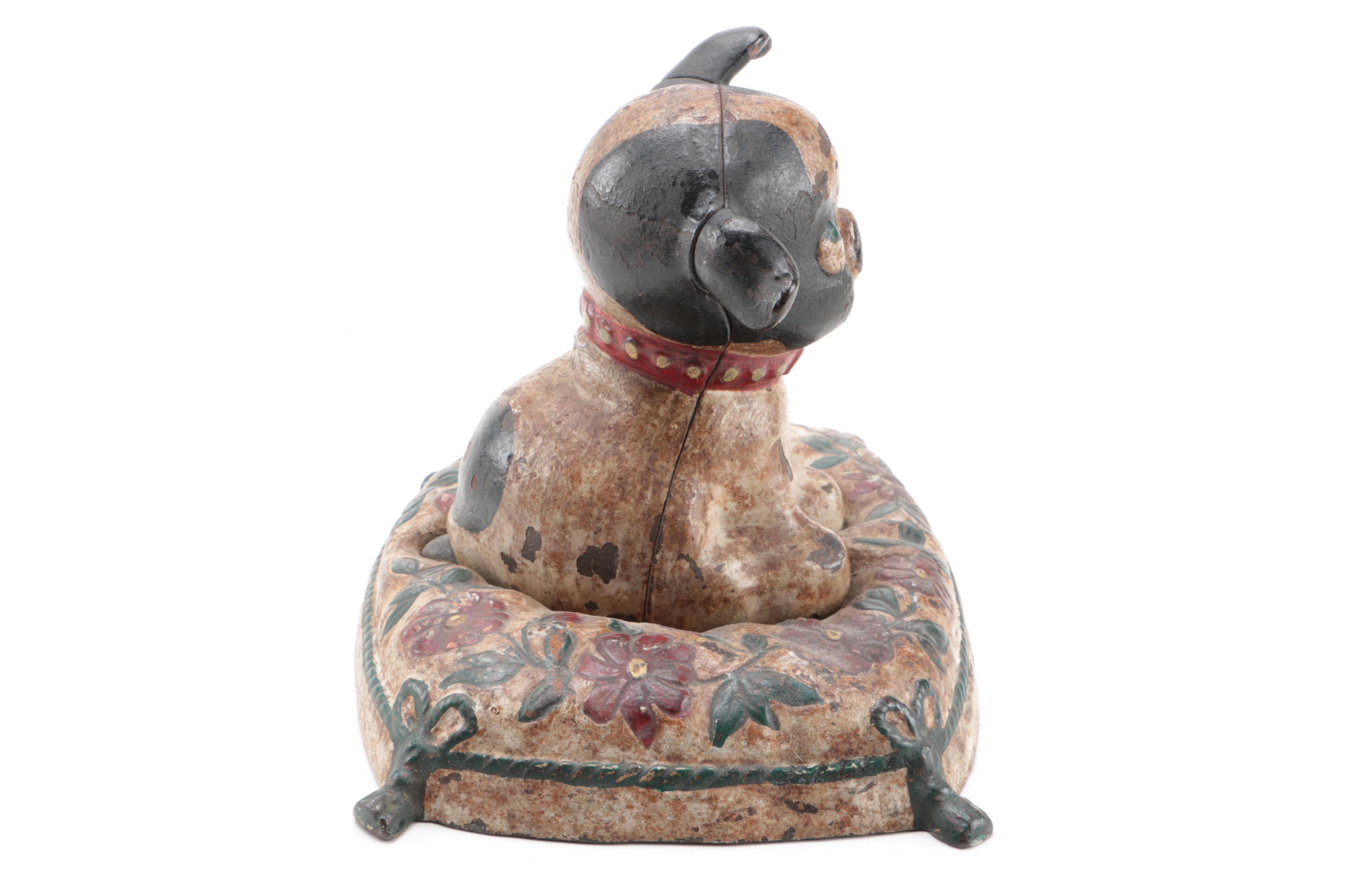 Vintage Hubley "Fido on Pillow" Cast Iron Doorstop