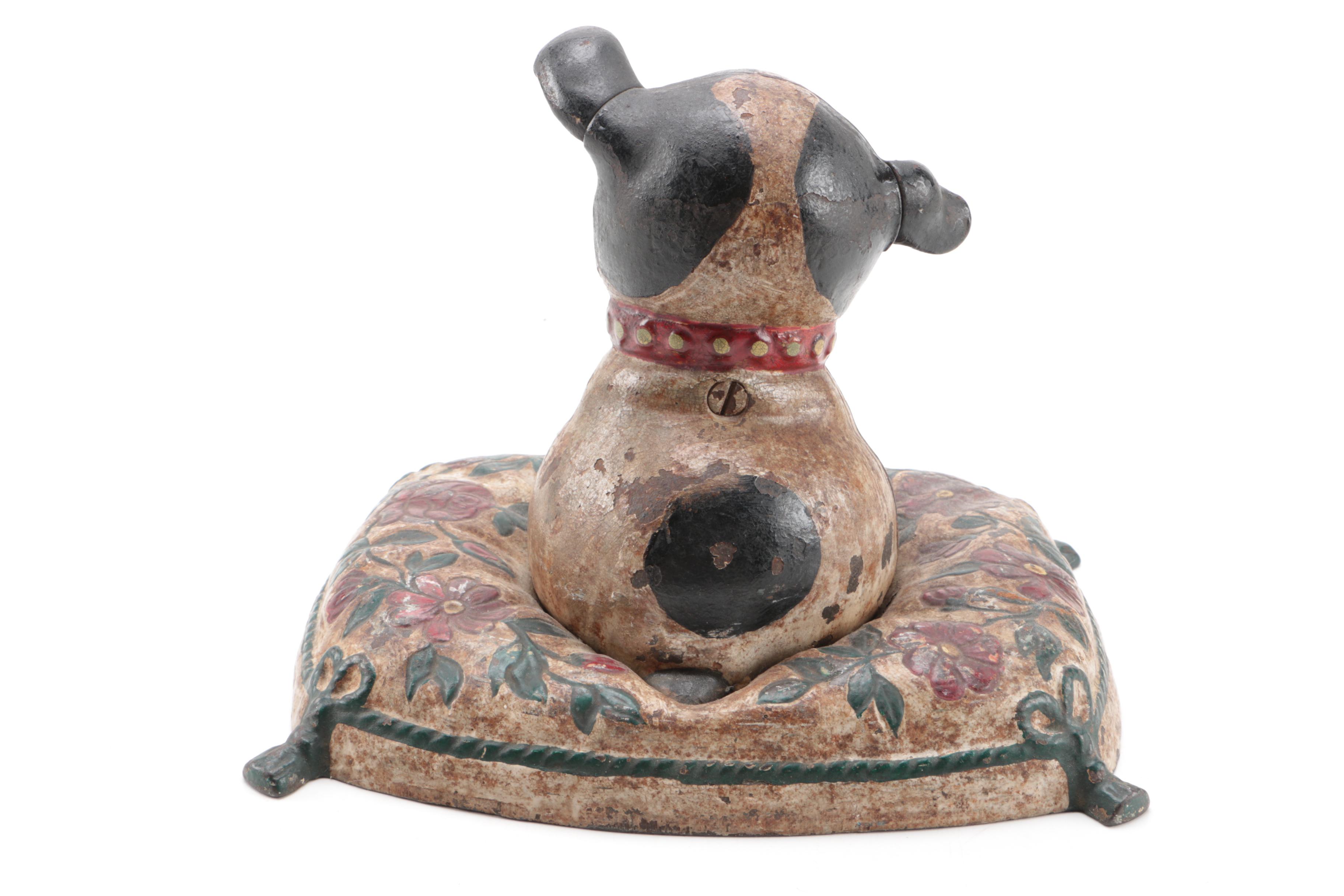 Vintage Hubley "Fido on Pillow" Cast Iron Doorstop