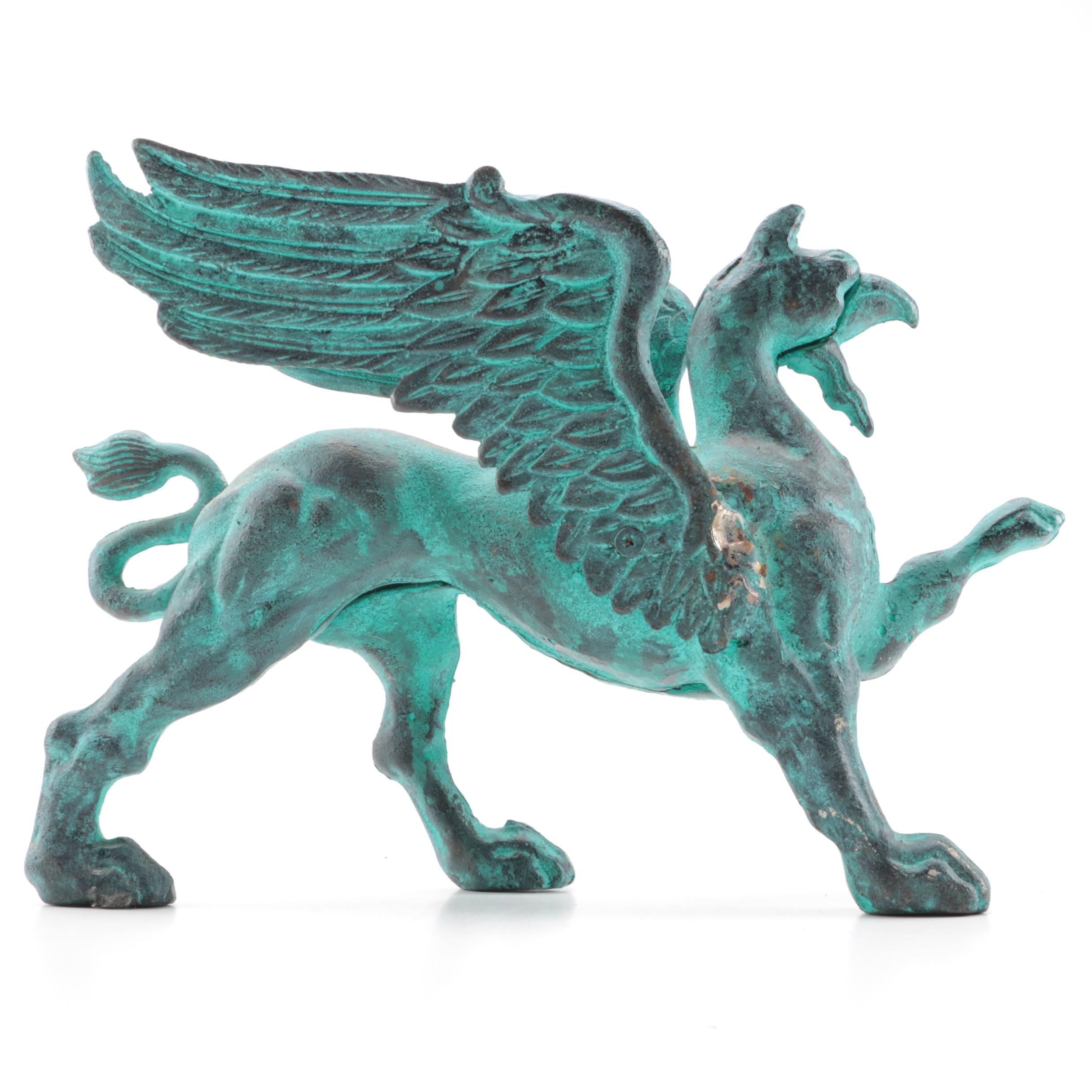 Ornate Molded Metal Griffin Figurine