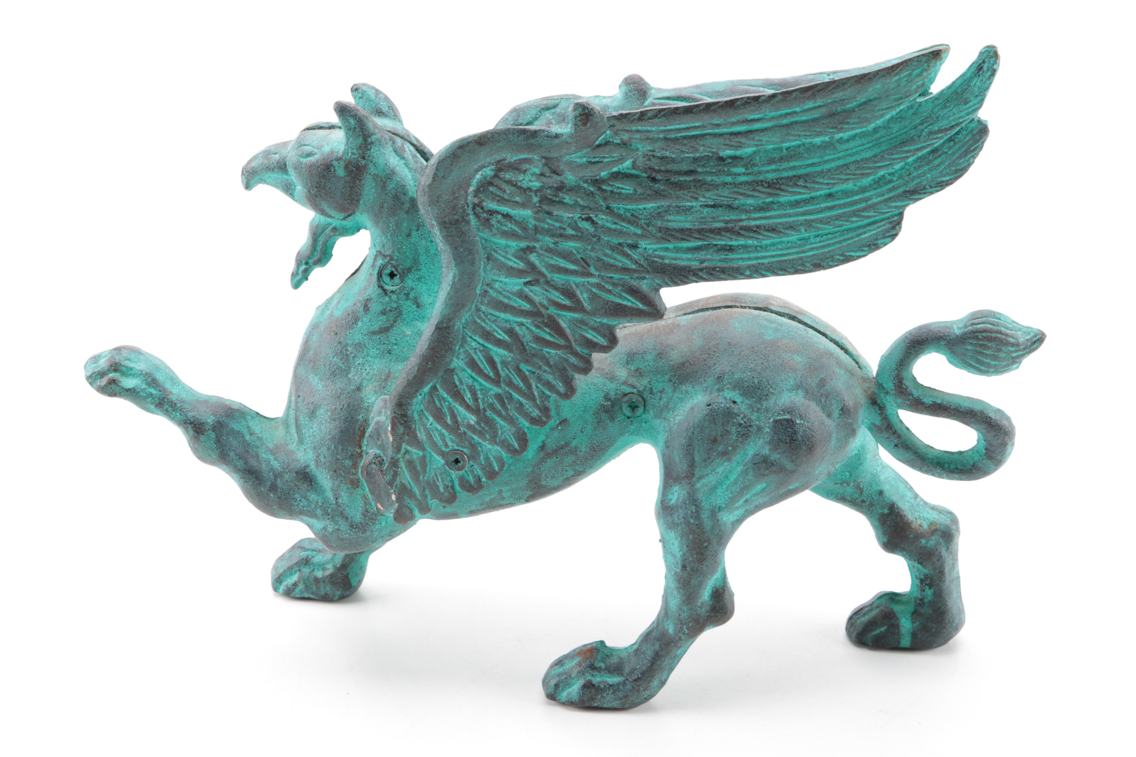 Ornate Molded Metal Griffin Figurine