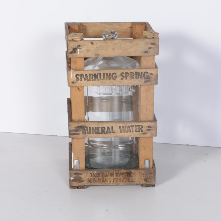 Sparkling Springs Mineral Water Crate and Hinckley & Schmidt Glass Jug