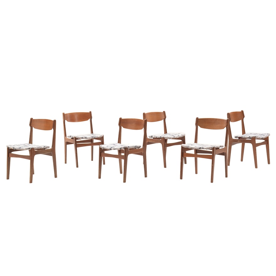 Six Mid Century Modern Walnut Chairs