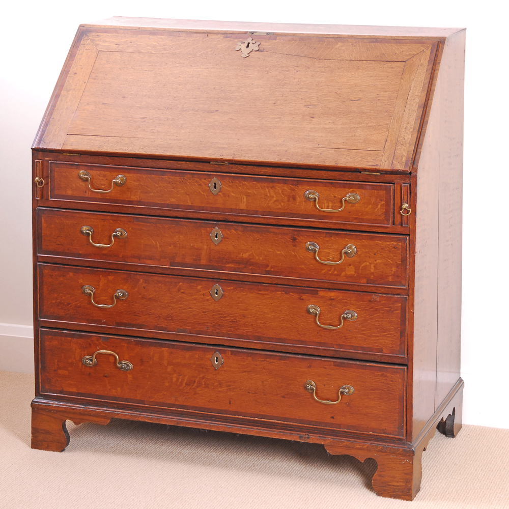 English George III Oak Slant-Front Desk