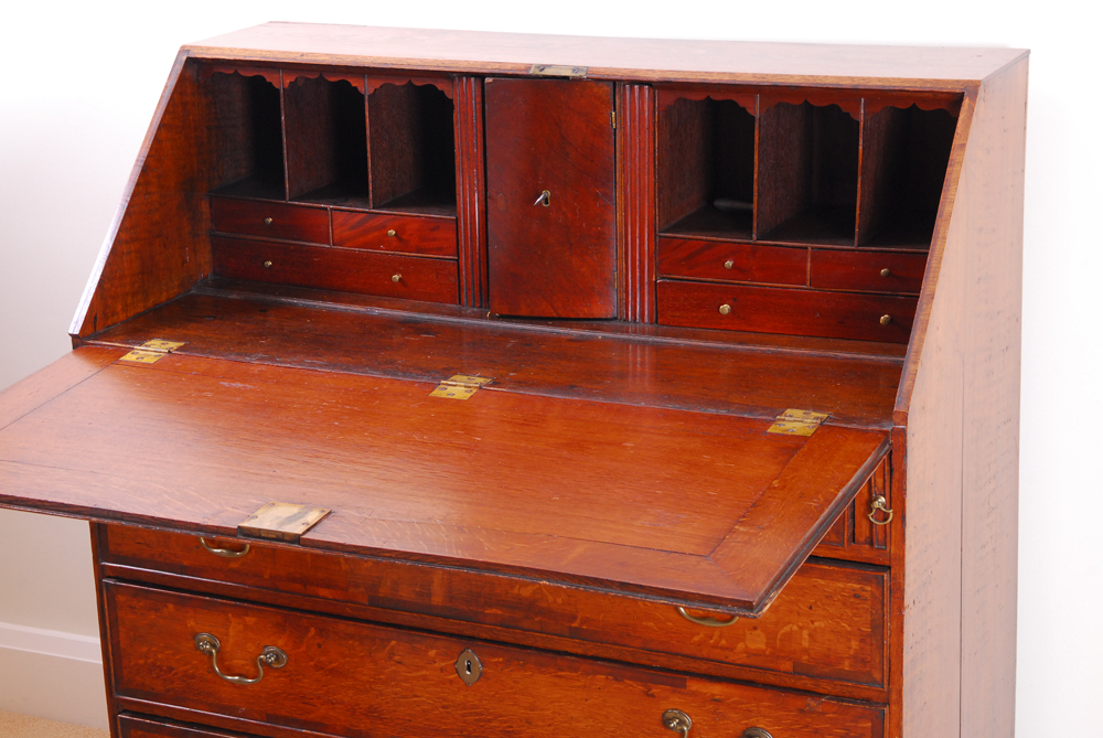 English George III Oak Slant-Front Desk