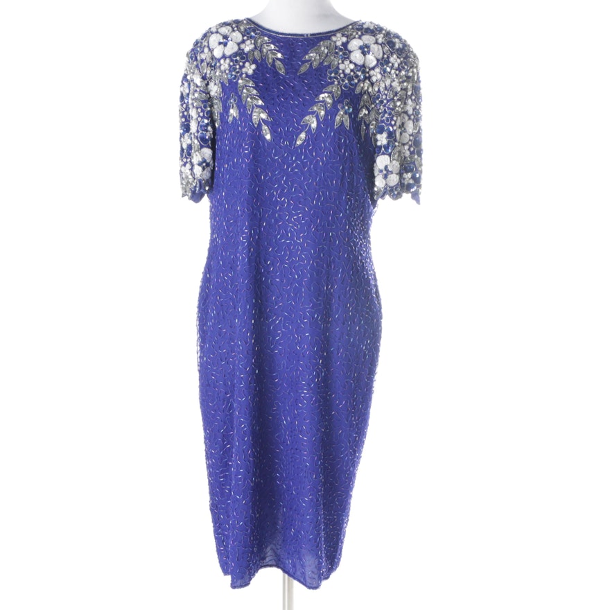 Vintage Embellished Silk Cocktail Dress