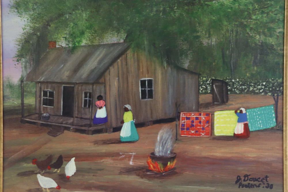 Judy Doucet Oil Folk Art Painting on Canvas