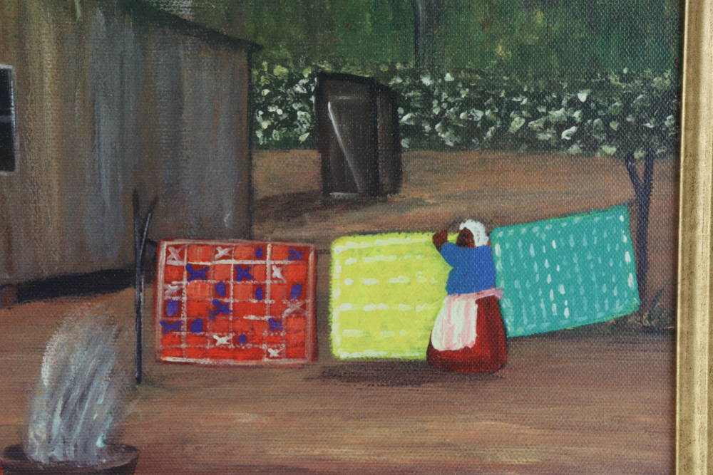 Judy Doucet Oil Folk Art Painting on Canvas