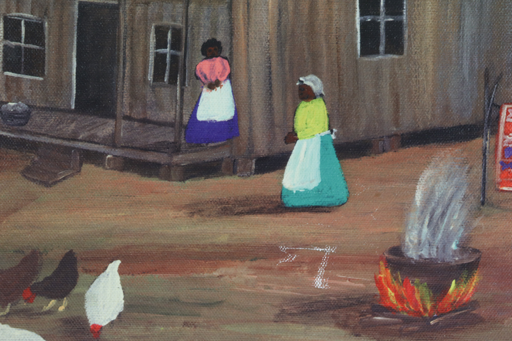 Judy Doucet Oil Folk Art Painting on Canvas