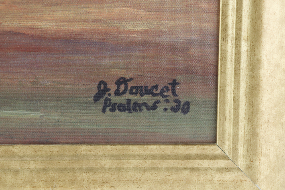 Judy Doucet Oil Folk Art Painting on Canvas