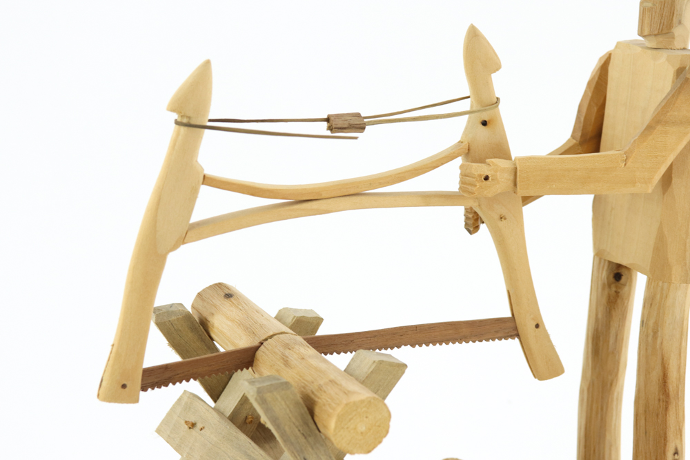 Donnie Brown Wood Sculpture of Man with Saw